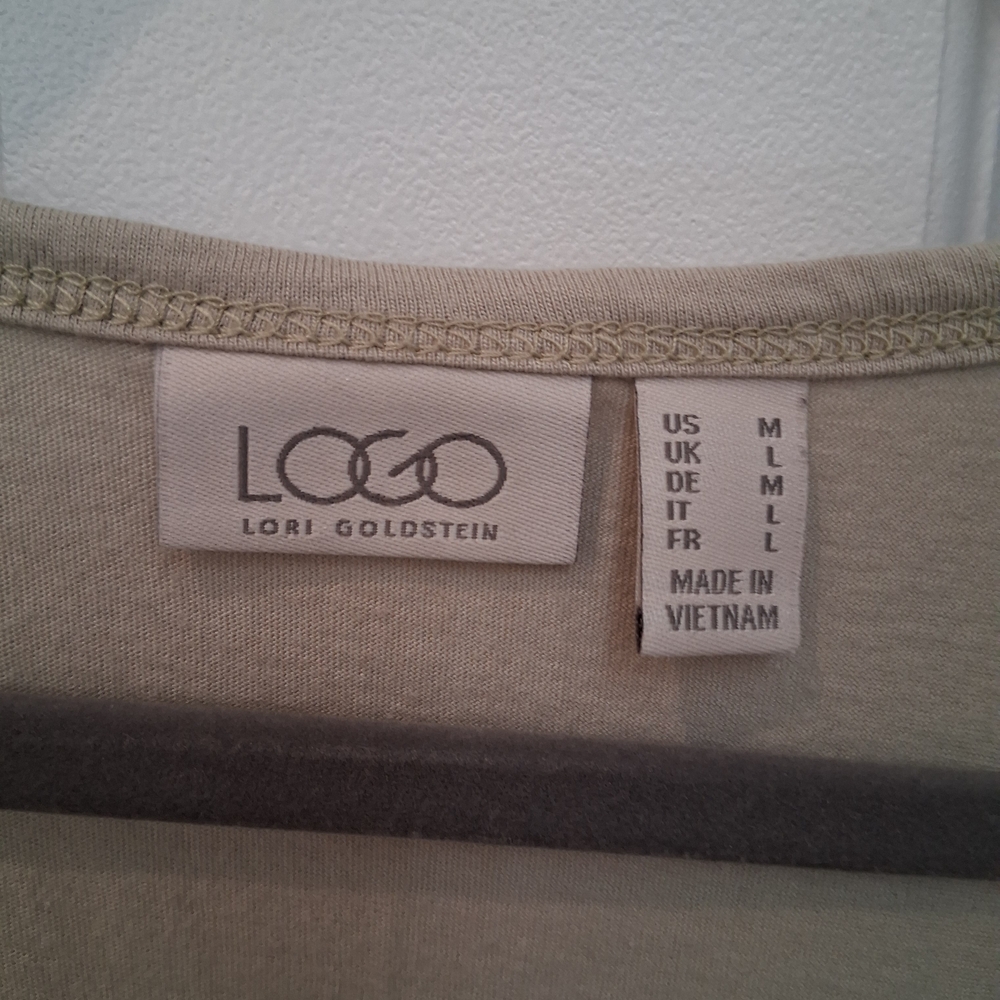 LOGO by Lori Goldstein Green and Light Blue Tank Top With Lace - Picture 3 of 4